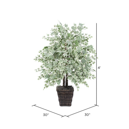 Vickerman 4' Artificial Silver Maple Bush Square Willow Basket.