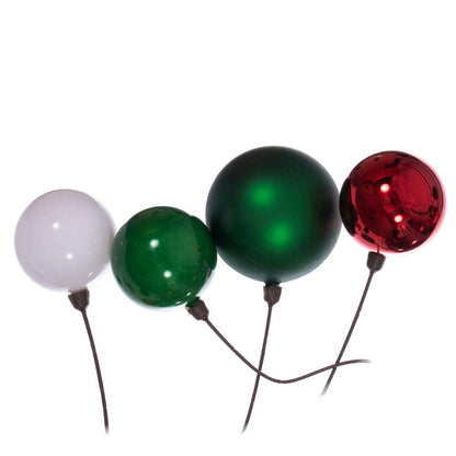 Vickerman 10' White Red And Green Assorted Finish Branch Ball Ornament Garland.