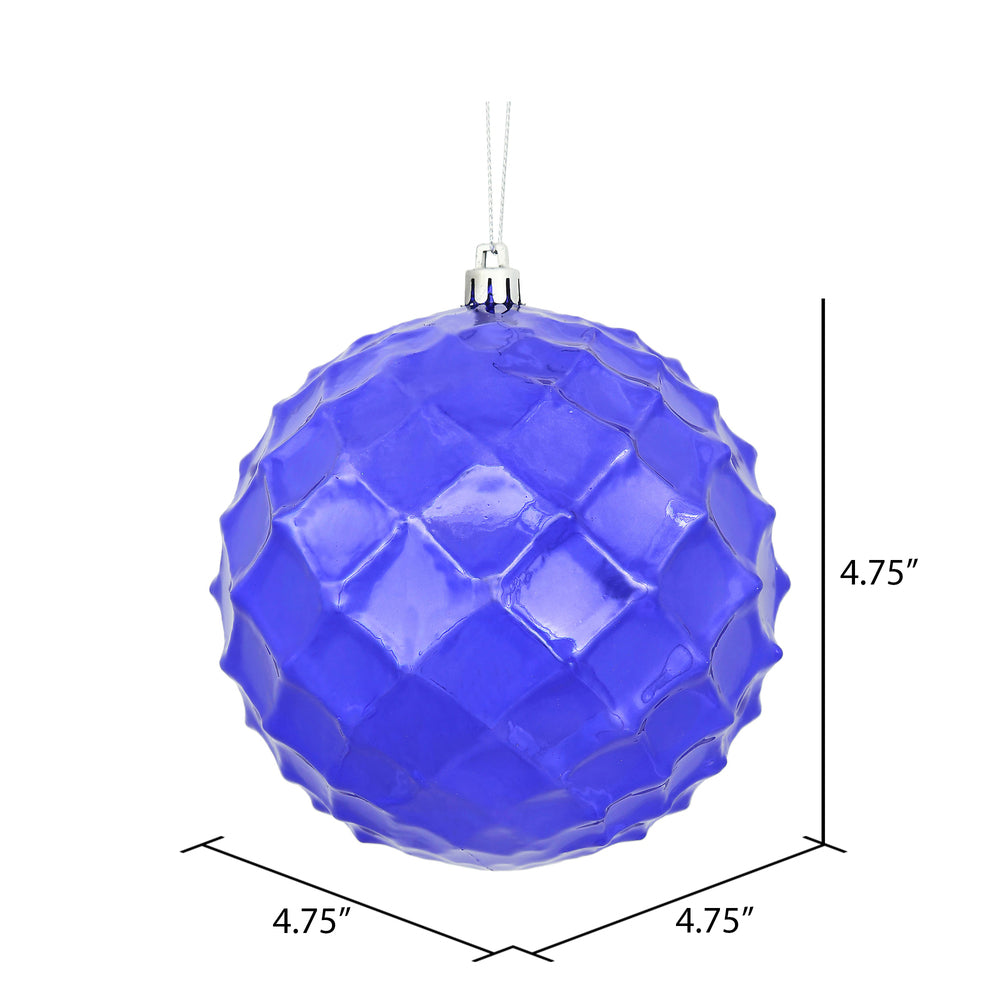 Vickerman 4.75" Purple Shiny Diamond Bauble Christmas Ornament Set of 4