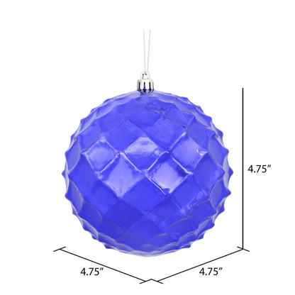 Vickerman 4.75" Purple Shiny Diamond Bauble Christmas Ornament Set of 4