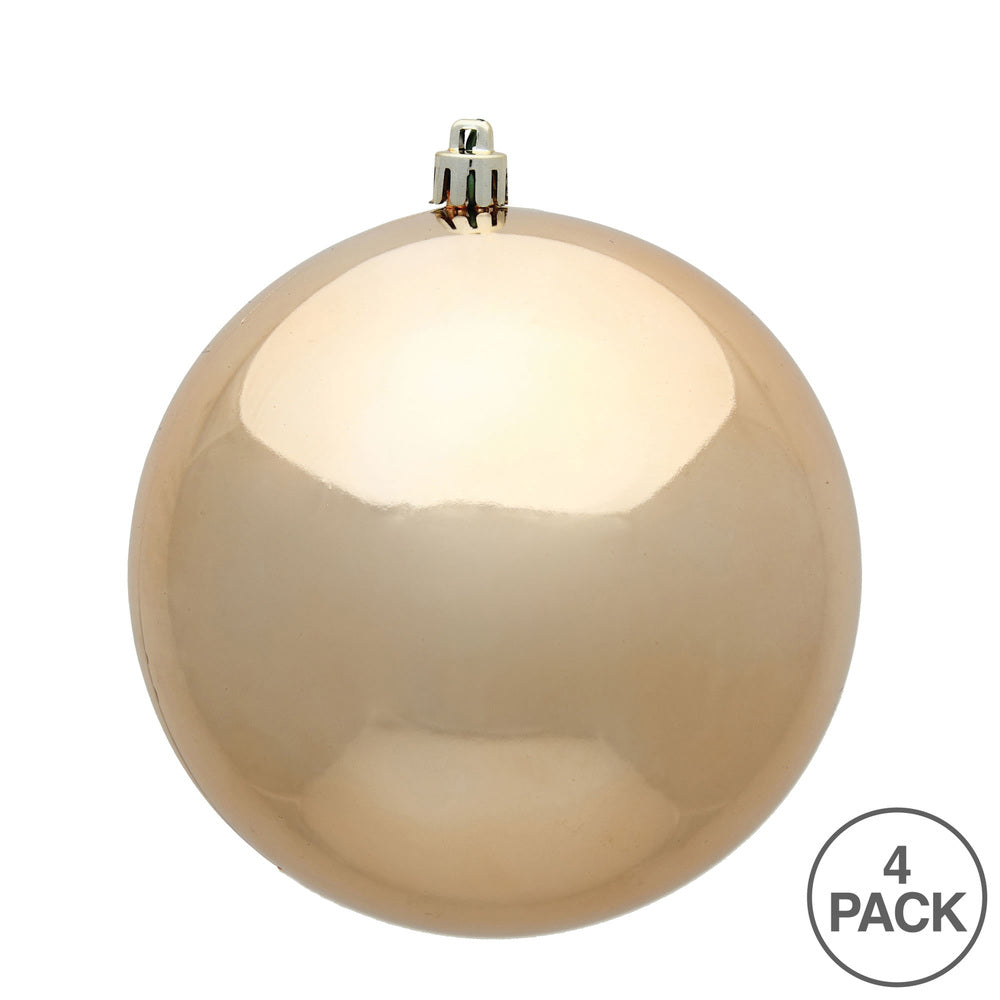 Vickerman 6" Café Latte Shiny Ball Ornament 4 per Bag