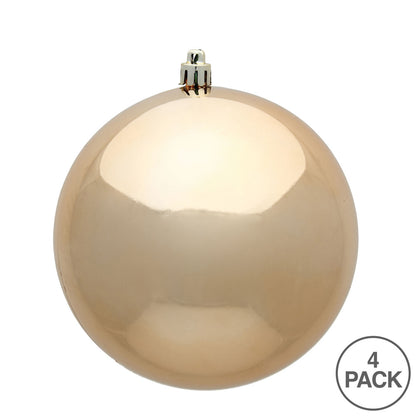 Vickerman 6" Café Latte Shiny Ball Ornament 4 per Bag