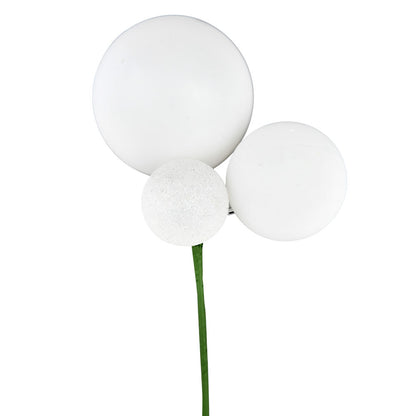 Vickerman 18" White Ball Ornament Christmas Pick Set of 3