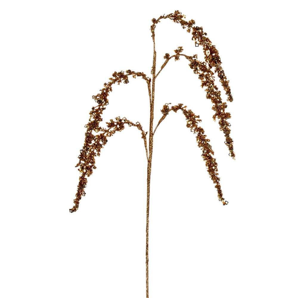 Vickerman 27" Artificial Gold Glitter Setaria Christmas Spray 3 sprays per pack.