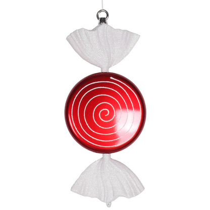 Vickerman 13" Red-White Swirl Flat Candy Christmas Ornament