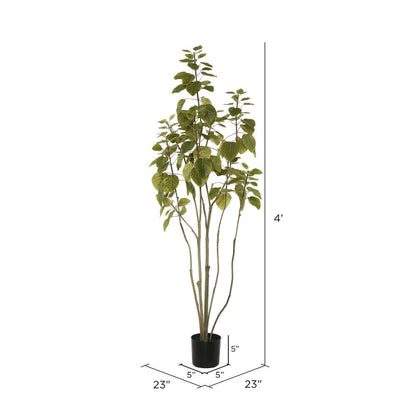 Vickerman 4' Artificial Green Potted Cotinus Coggygria Tree.