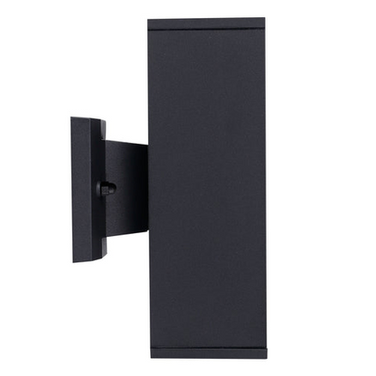 ASD Lighting BULB Square Outdoor Wall Cylinder, Up and Downlight Fixture, 120V, 60W Max, 11.81", 50°, Black Finish