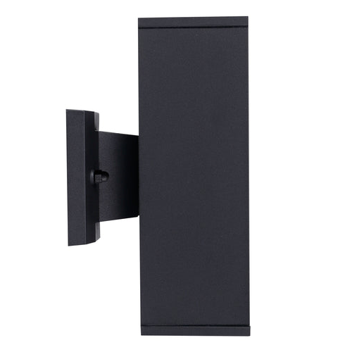 ASD Lighting BULB Square Outdoor Wall Cylinder, Up and Downlight Fixture, 120V, 60W Max, 11.81", 50°, Black Finish