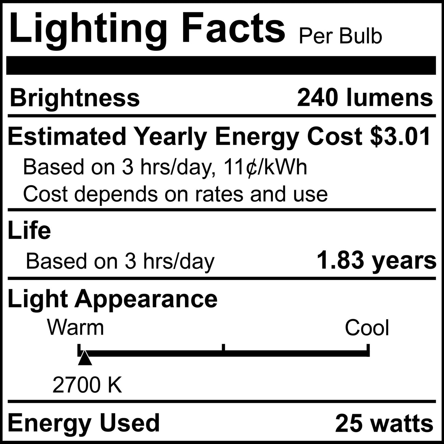 BULBRITE KRYPTON G16.5 CANDELABRA SCREW (E12) 25W DIMMABLE LIGHT BULB 2700K/WARM WHITE 20PK (461225)