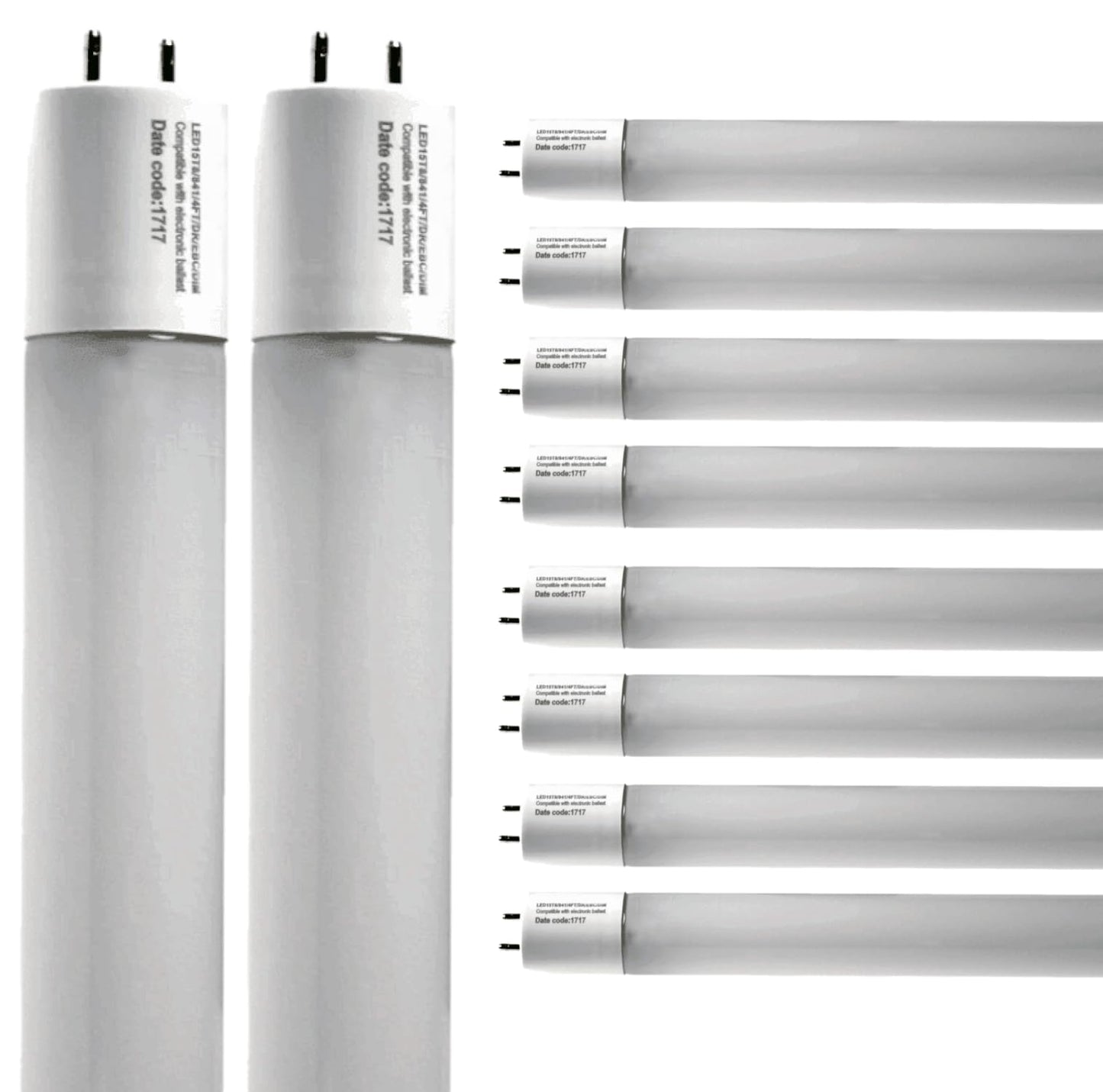 Damar- 4Ft T8 LED Tube Light Bulb Plug and Play Direct Replacement Electronic Ballast 15W 2200 Lumens 4100K Cool White G13 Bi-Pin Base 220? Beam Angle 120-277V Pack of 10- Fluorescent Replacement