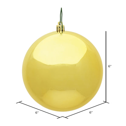 Vickerman 6" Honey Gold Shiny Ball Ornament 4 per Bag