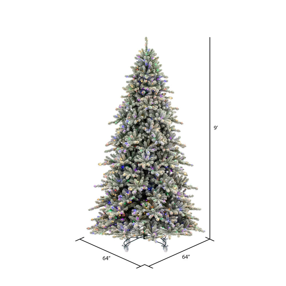 Vickerman 9' x 64" Flocked Bavarian Pine Artificial Pre-Lit Christmas Tree Multi-Colored Lights