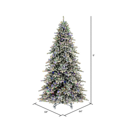 Vickerman 9' x 64" Flocked Bavarian Pine Artificial Pre-Lit Christmas Tree Multi-Colored Lights