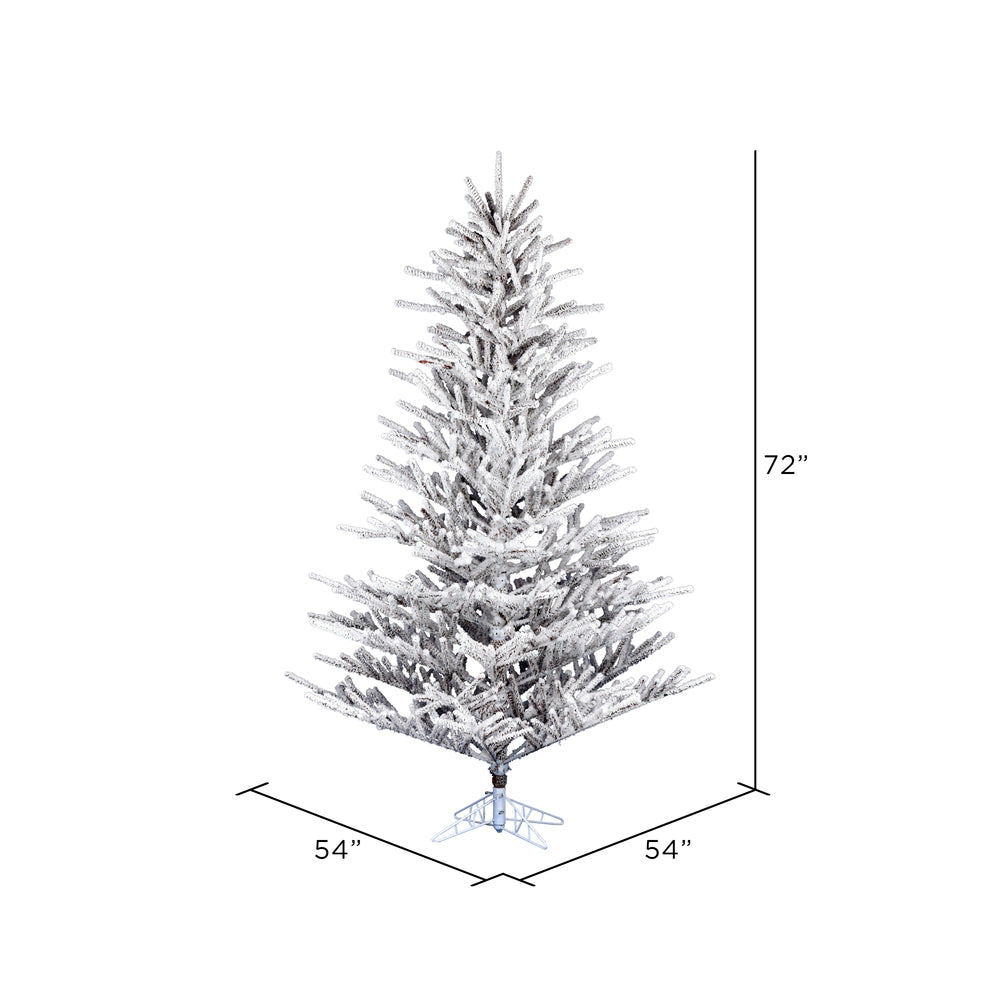 Vickerman 6' x 54" Flocked Stick Pine Artificial Christmas Tree Unlit