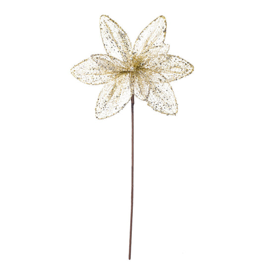 Vickerman 24" Champagne Mesh Glitter Sequin Poinsettia 2 per bag.