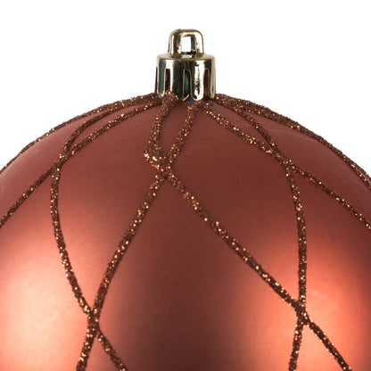 Vickerman 4" Coral Matte and Glitter Swirl Ball Ornament 4 per Box