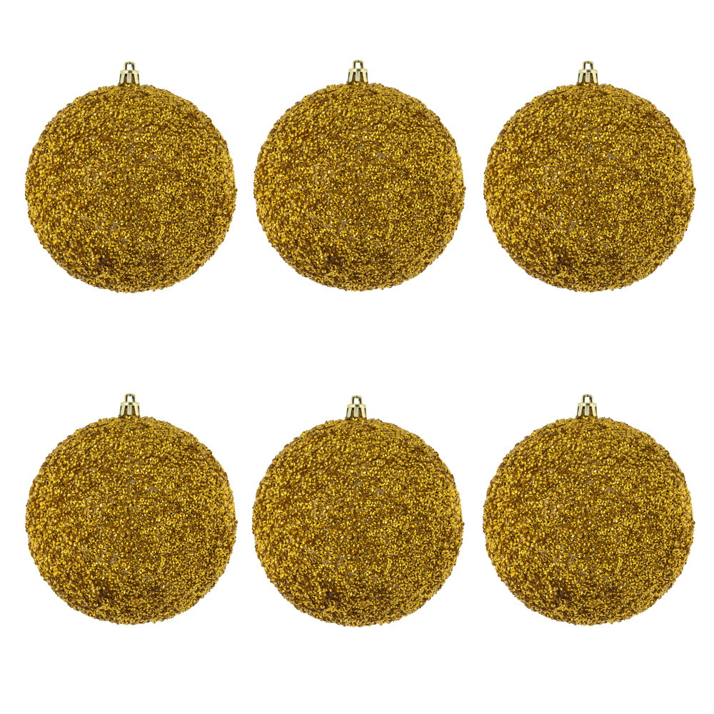 Vickerman 4.75" Gold Beaded Ball Ornament 6 per Bag