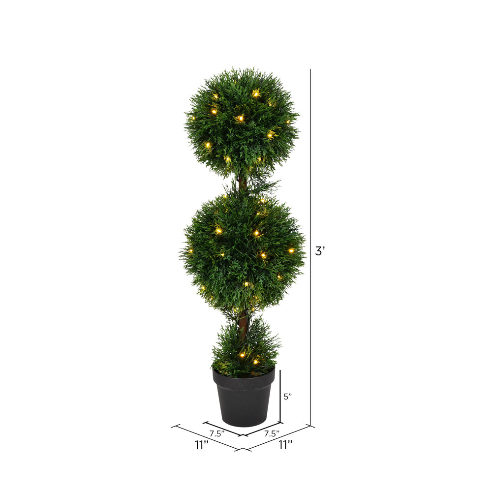 Vickerman 3' Artificial Double Ball Green Cedar Topiary.