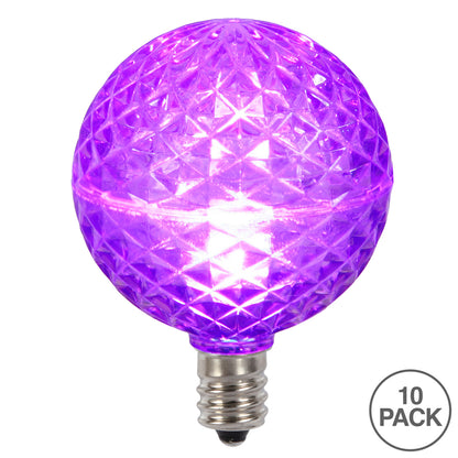 Vickerman G50 LED Purple Replacement Bulb E12/C7 Nickel Base .38W 10 Bulbs per Pack