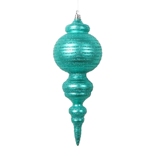 Vickerman 10" Matte Teal Finial Ornament 2 per bag.