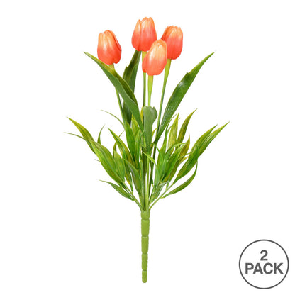 Vickerman 17" Artificial Orange Tulip Bush UV Coated 2/pk