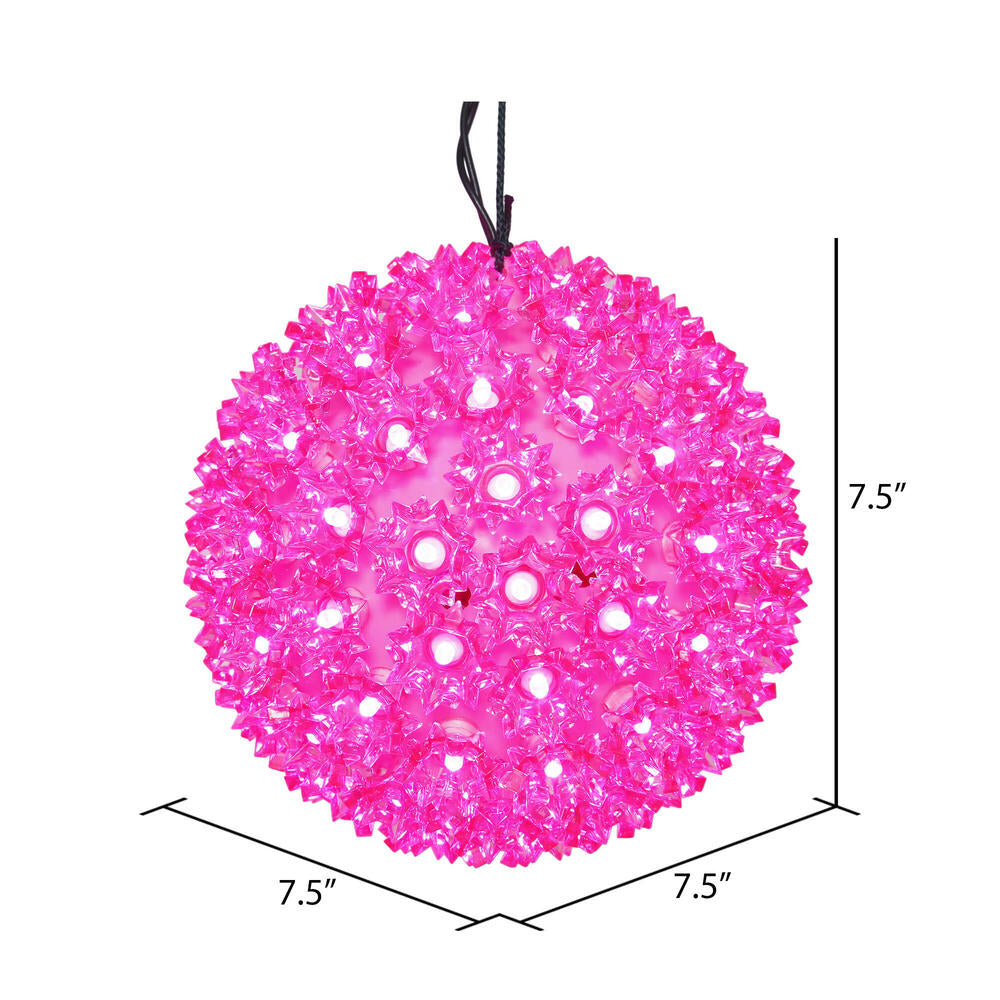 Vickerman 7.5" Starlight Sphere Christmas Ornament with 100 Pink Wide Angle LED Lights