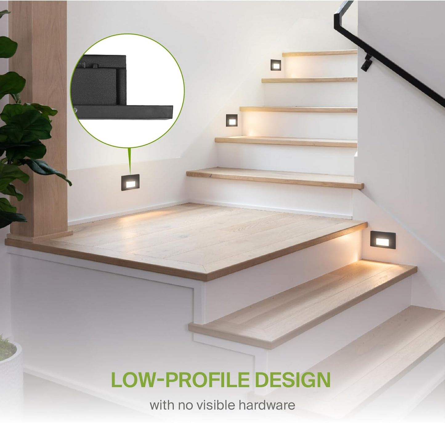 ASD Lighting LED Step Light Horizontal 3W 120V CCT Selectable 3000/4000/5000K Dimmable Black ETL 4pack