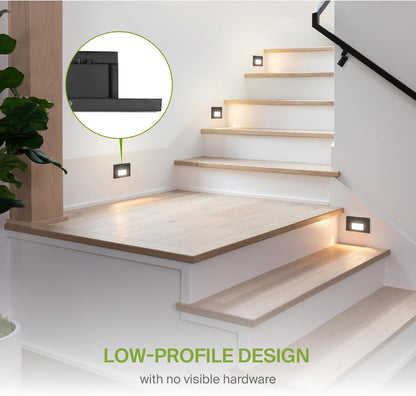 ASD Lighting LED Step Light Horizontal 3W 120V CCT Selectable 3000/4000/5000K Dimmable Black ETL 4pack