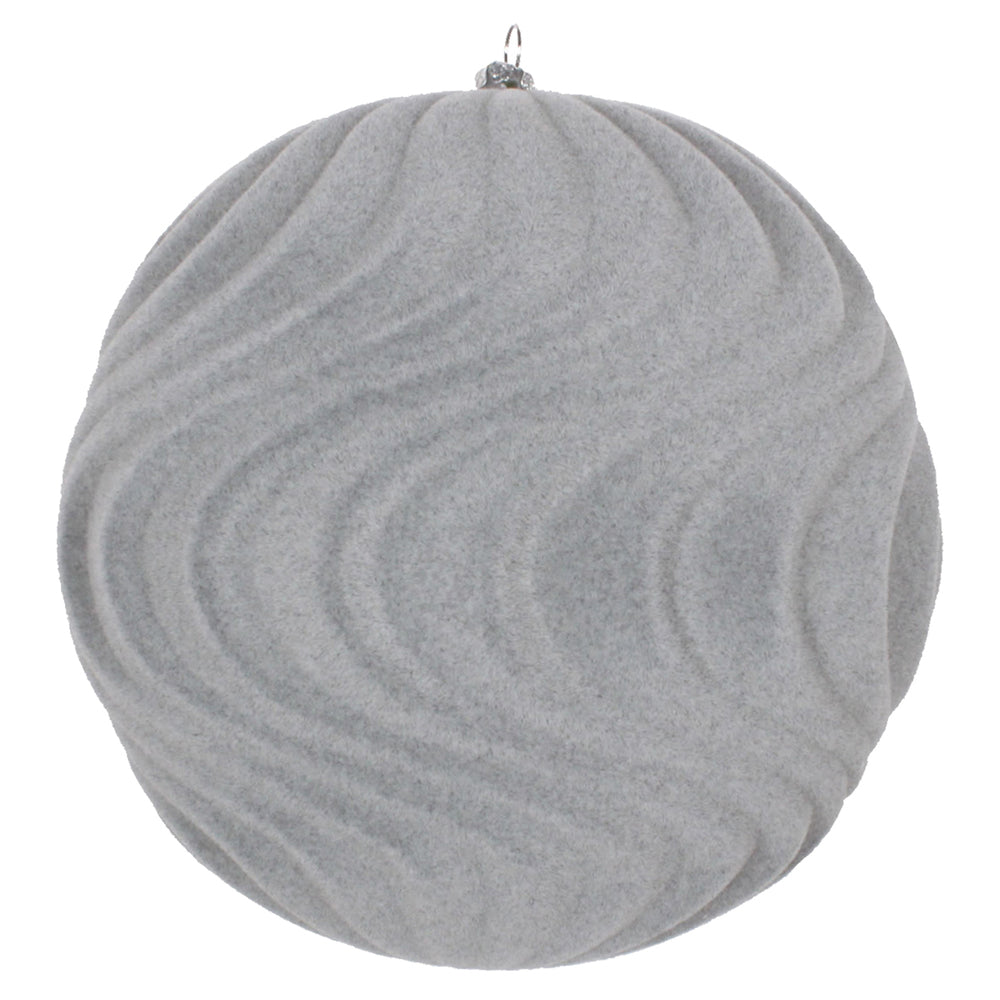 Vickerman 6" Silver Flocked Wave Ball Ornament 2 per Bag