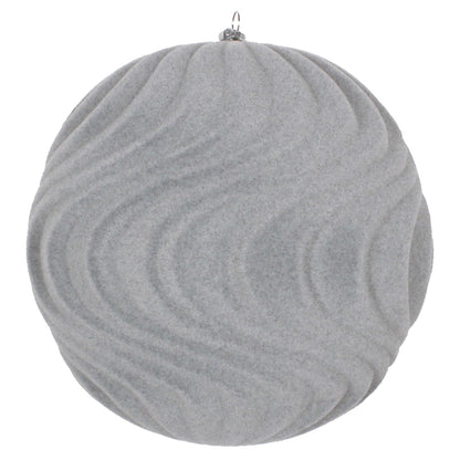 Vickerman 6" Silver Flocked Wave Ball Ornament 2 per Bag