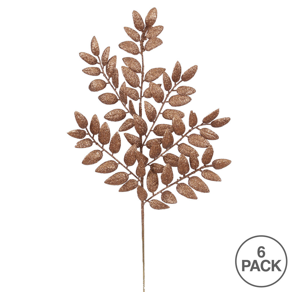 Vickerman 22" Chocolate Glitter Honey Locust Artificial Christmas Spray. Includes 6 sprays per pack.