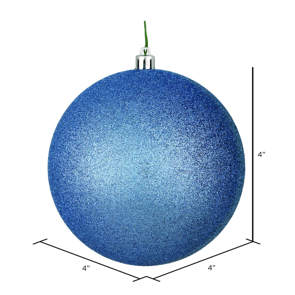 Vickerman 4" Periwinkle Glitter Ball Ornament 6 per Bag
