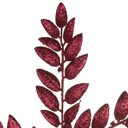 Vickerman 22" Burgundy Glitter Honey Locust Artificial Christmas Spray. Includes 6 sprays per pack.