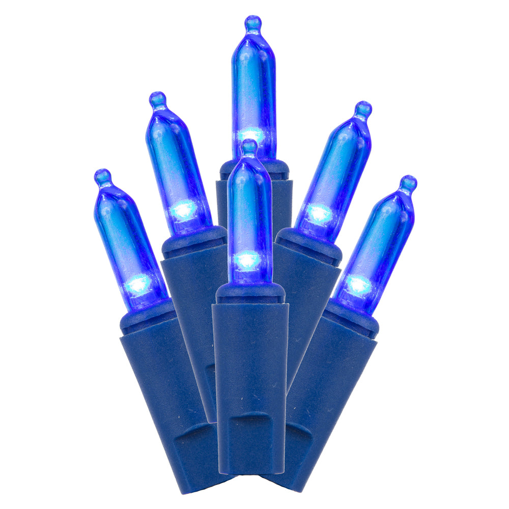 Vickerman 50 LED Blue Dura-Lit Light on Blue Wire, 37' Christmas Light Strand
