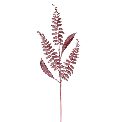 Vickerman 33" Pink Fern Leaf Glitter Artificial Christmas Spray. Includes 6 sprays per pack.