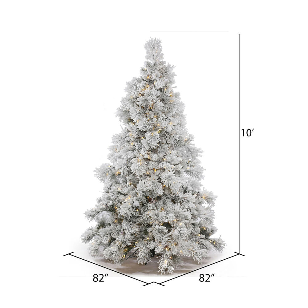 Vickerman 10' Flocked Alberta Artificial Christmas Tree Pure White LED Lights