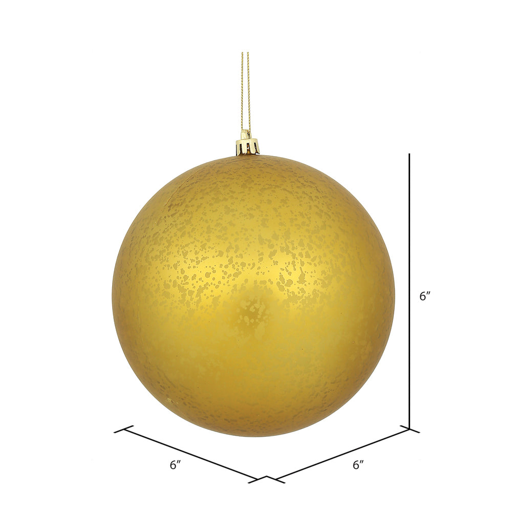 Vickerman 6" Gold Matte Mercury Ball Ornament 4 per Bag