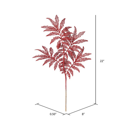 Vickerman 22" Red Glitter Sumac Artificial Christmas Spray. Includes 6 sprays per pack.