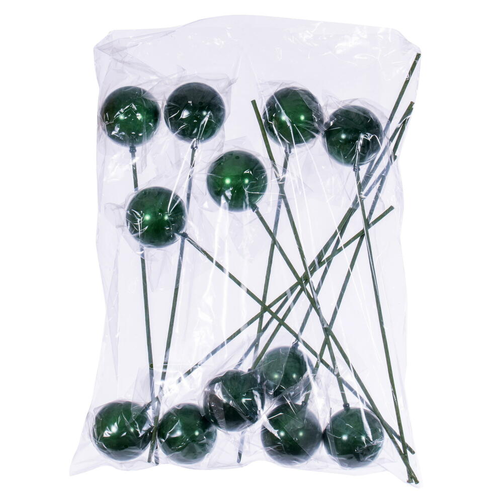 Vickerman 3" x 18" Green Pearl Ball Ornament Stick 12 per bag.