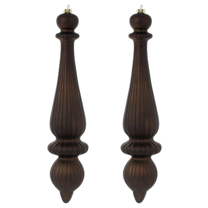 Vickerman 14" Chocolate Matte Finial Drop Christmas Ornament UV Treated with Drilled and Wired Cap 2 per bag