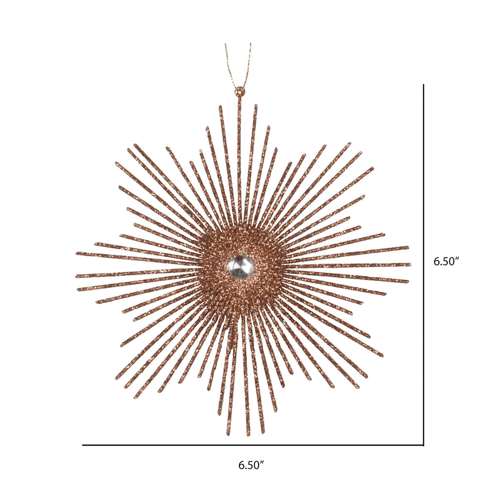 Vickerman 6.5" Mocha Snowflake Burst Glitter Christmas Ornament 6 per Bag