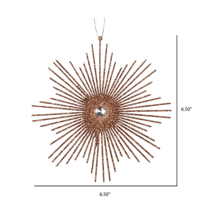 Vickerman 6.5" Mocha Snowflake Burst Glitter Christmas Ornament 6 per Bag