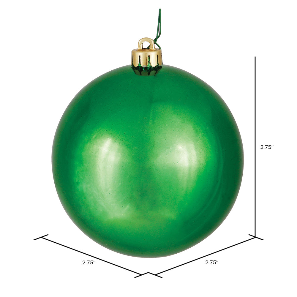 Vickerman 2.75" Green Shiny Ball Ornament 12 per Bag