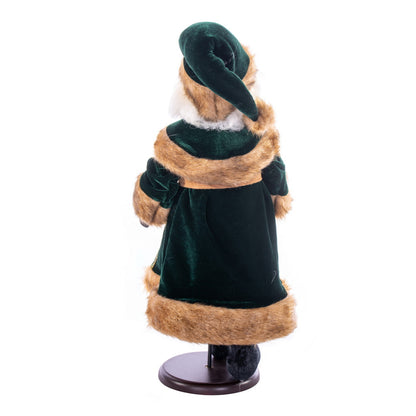 Vickerman 18" Emerald Green Velvet Santa Doll with Stand. This santa has glasses stand is removeable.