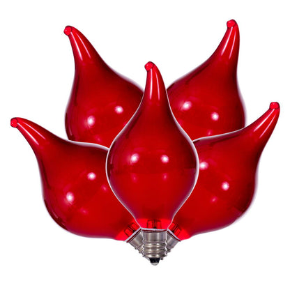 Vickerman 5 Red LED G45 Glass Flame Tip Replacement Bulbs. E12 Base. Indoor/Outdoor Use. 120V, 0.6W