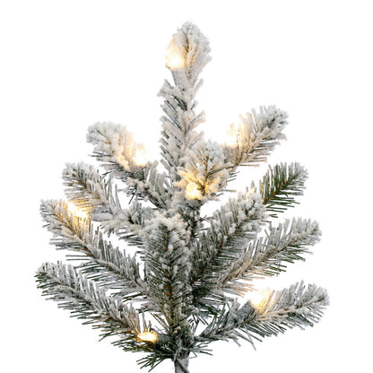 Vickerman 7.5' x 59" Flocked Bavarian Pine Artificial Pre-Lit Christmas Tree Warm White Lights.