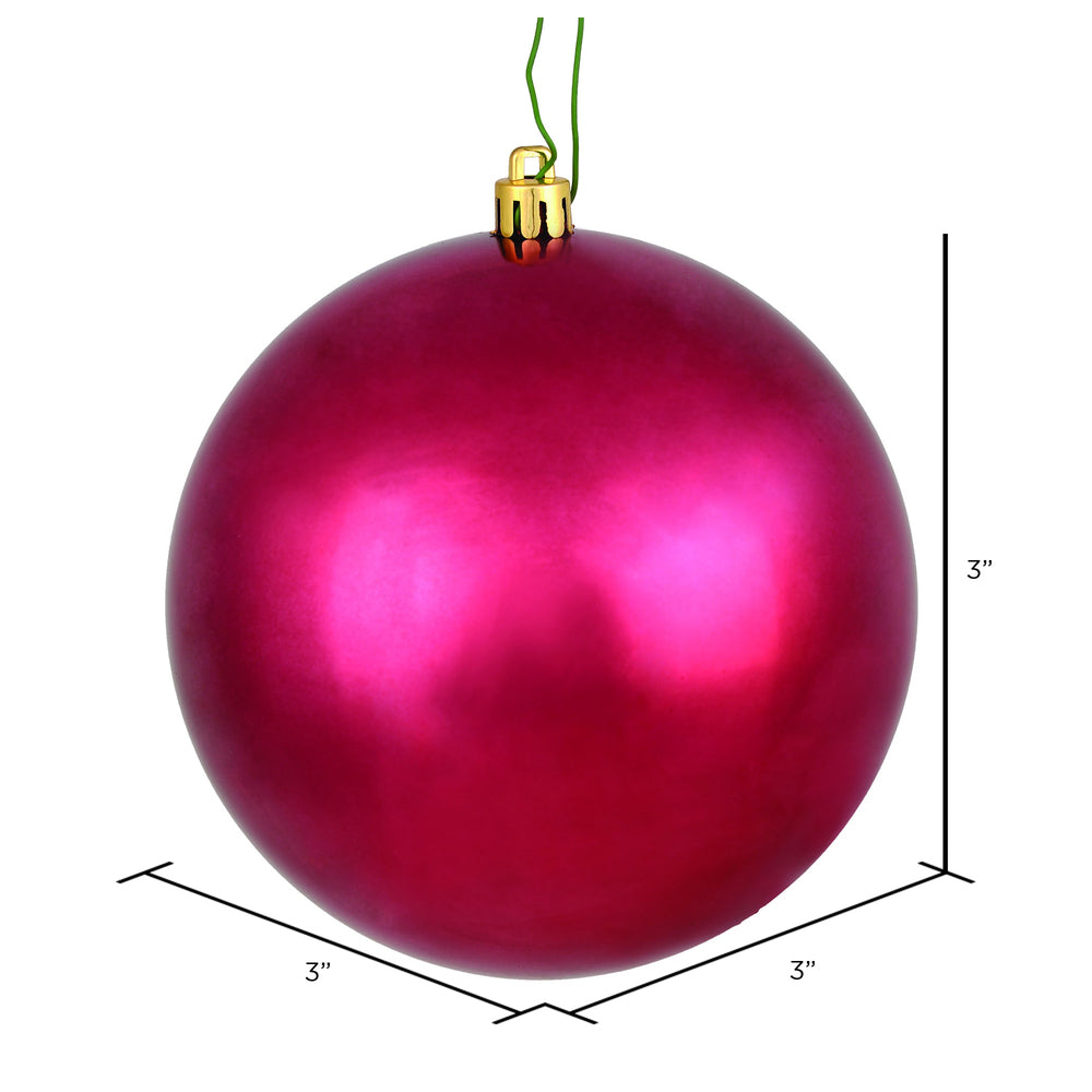 Vickerman 3" Berry Red Shiny Ball Ornament 12 per Bag