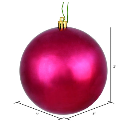 Vickerman 3" Berry Red Shiny Ball Ornament 12 per Bag