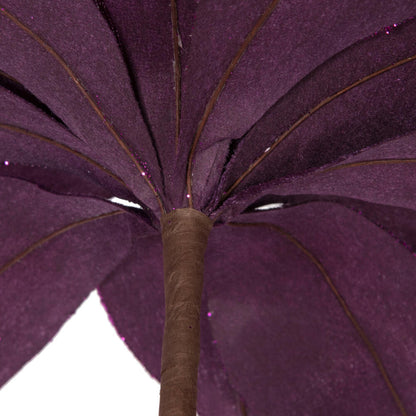 Vickerman 22" Purple Velvet Sheen Glitter Trim Poinsettia Stem 4 per bag.