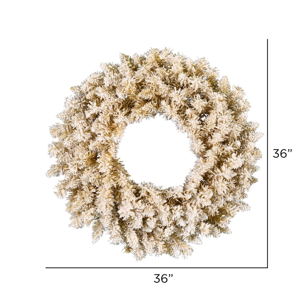 Vickerman 36" Frosted Gold Artificial Christmas Wreath Unlit